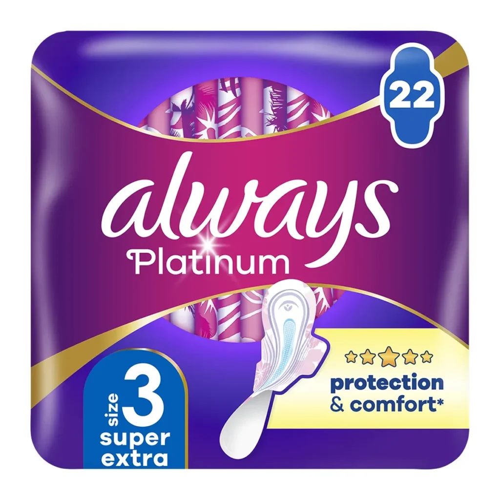 Absorbante Always Quattro Platinum Night, mărimea 3, 22 buc