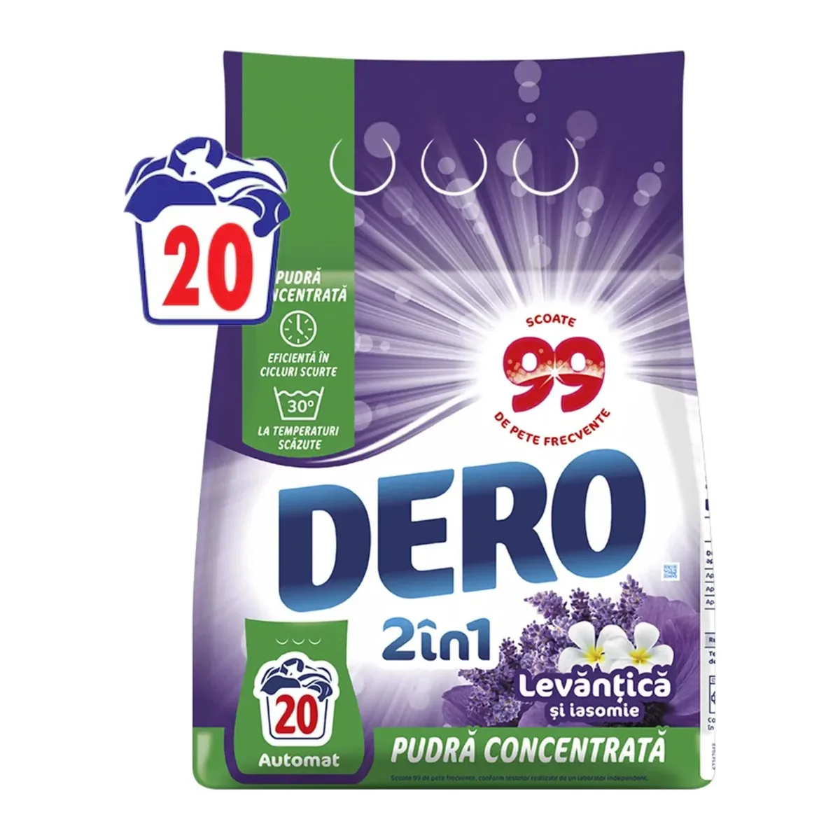 Detergent pudră Dero 2in1 Levantica și Iasomie
