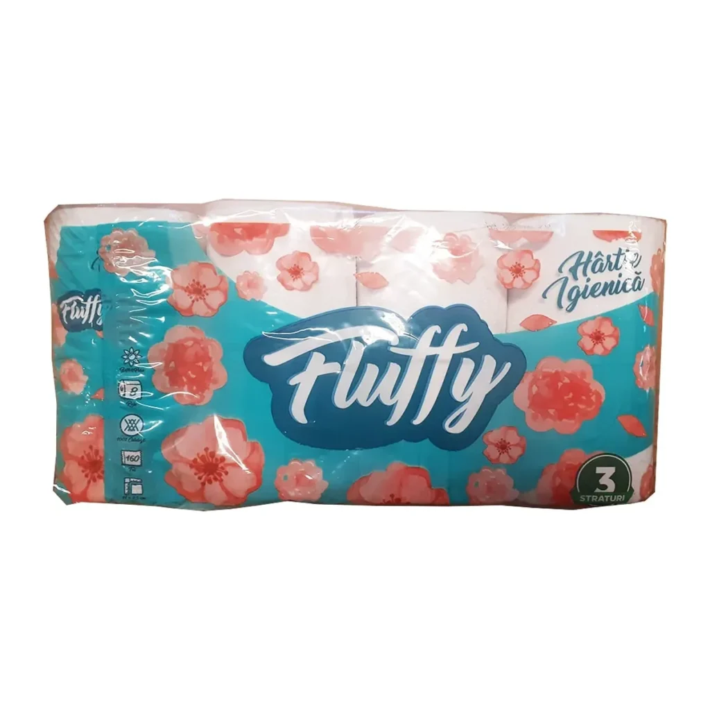 Hârtie igienică Fluffy Extra Soft Cotton, 3 straturi, 8 role