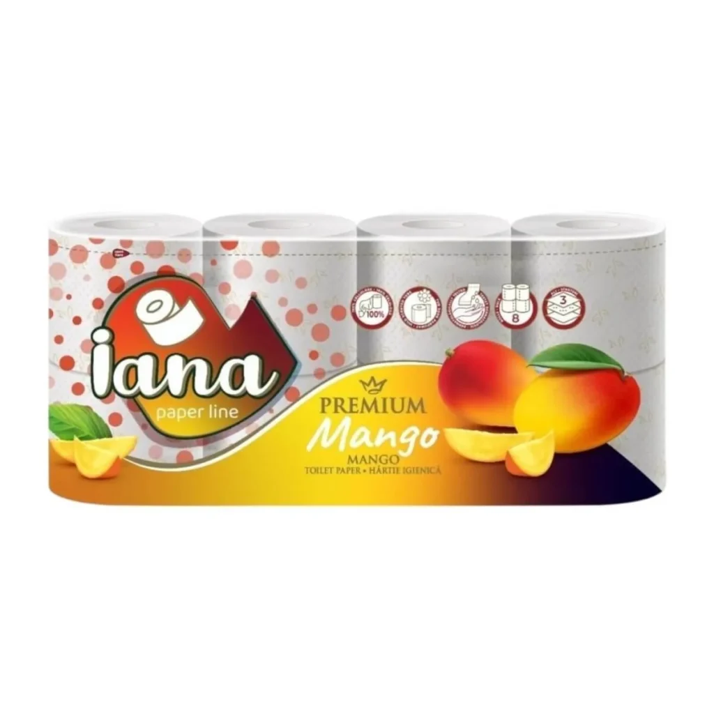 Hârtie igienică Iana Premium Mango, 3 straturi, 8 role