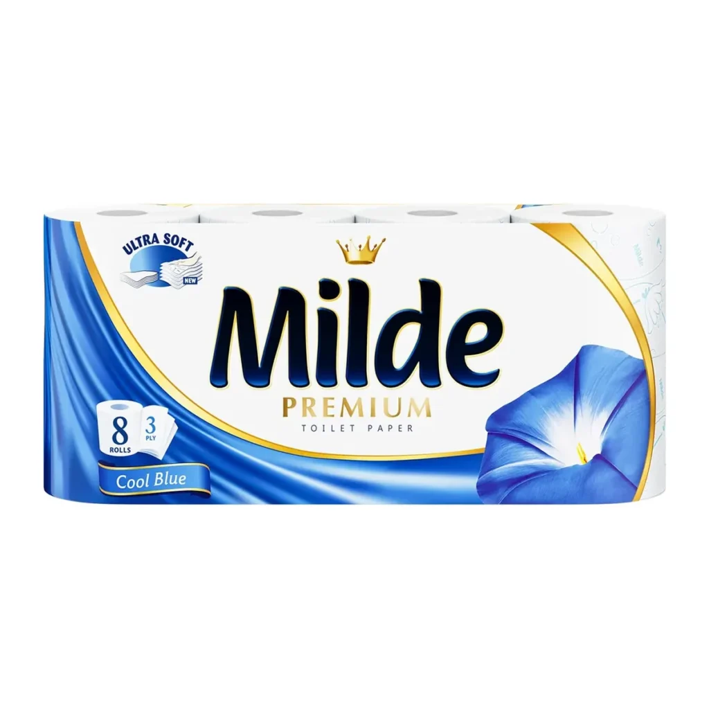 Hârtie igienică Milde Cool Blue, 3 straturi, 8 role