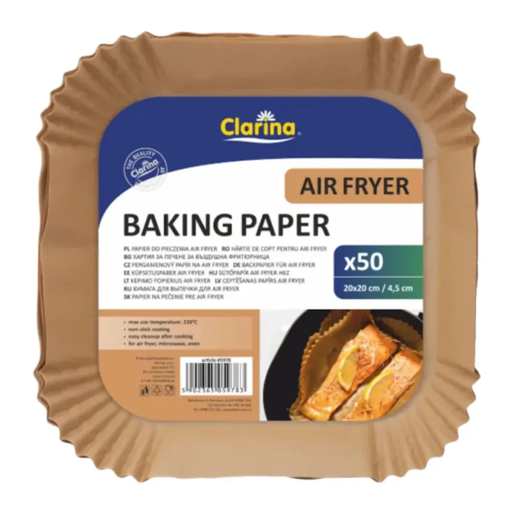 Hârtie pentru air fryer Clarina-Air 20x20x4.5 cm, 50 buc