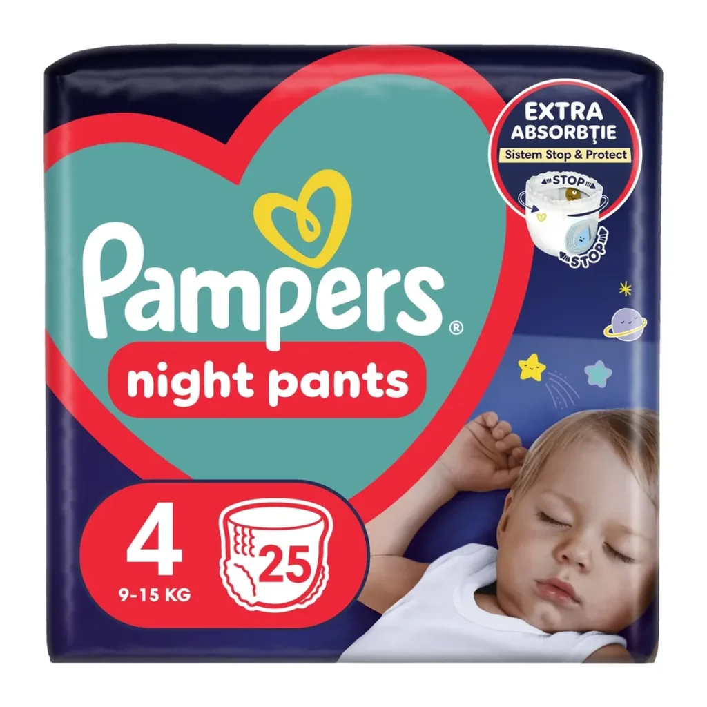 Scutece chilotel Pampers Pants Night nr.4 (9-15 kg) Value Pack, 25 buc