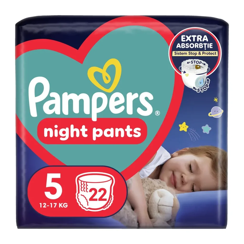 Scutece chilotel Pampers Pants Night nr.5 (12-17 kg) Value Pack, 22 buc