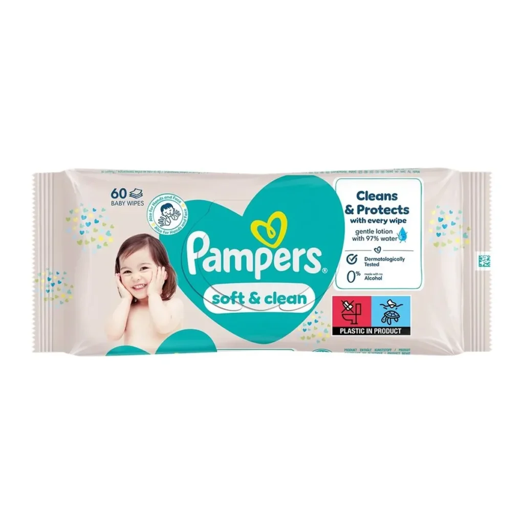Șervețele umede Pampers Soft Clean, 60 buc